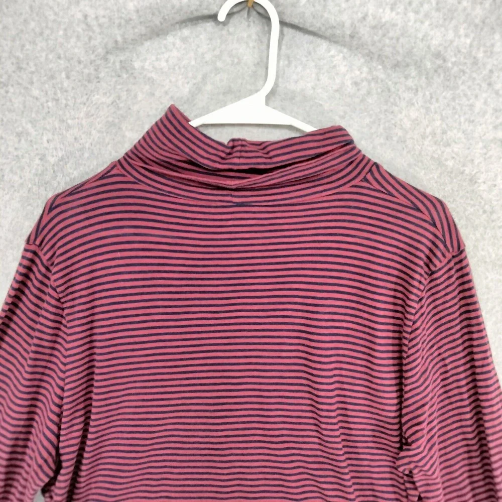 Madewell Turtleneck Top Womens Size XL Blue Red Striped Casual Long Sleeve - Picture 10 of 12